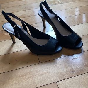 Tahari black open toe heel